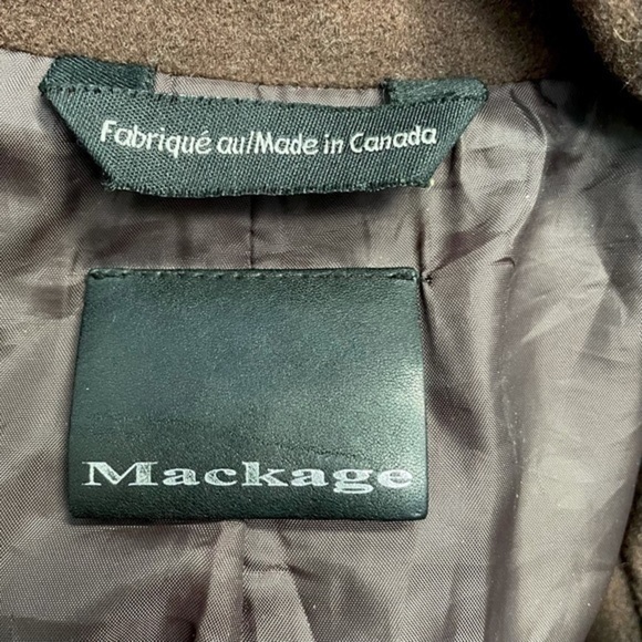 Mackage Wool/Cashmere Long Coat w Leather Trim - Picture 12 of 13